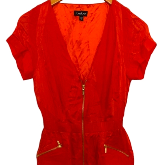 BEBE zip in front satin dress Large - Picture 8 of 8